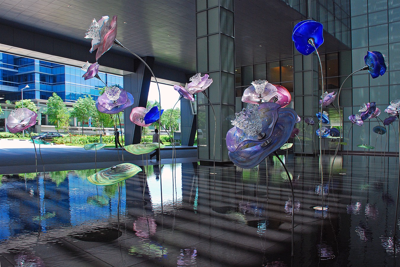 Dancing Flower Glass and Stainless Steel Sculpture